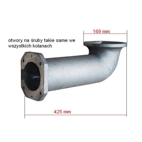 Kolano żeliwne do retorty stałej 75 kW - wymiary Kolano żeliwne do retorty stałej 75 kW - wymiary